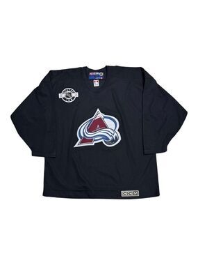Vintage Y2K Colorado Avalanche Centre Ice NHL Black Hockey Jersey Mens XL